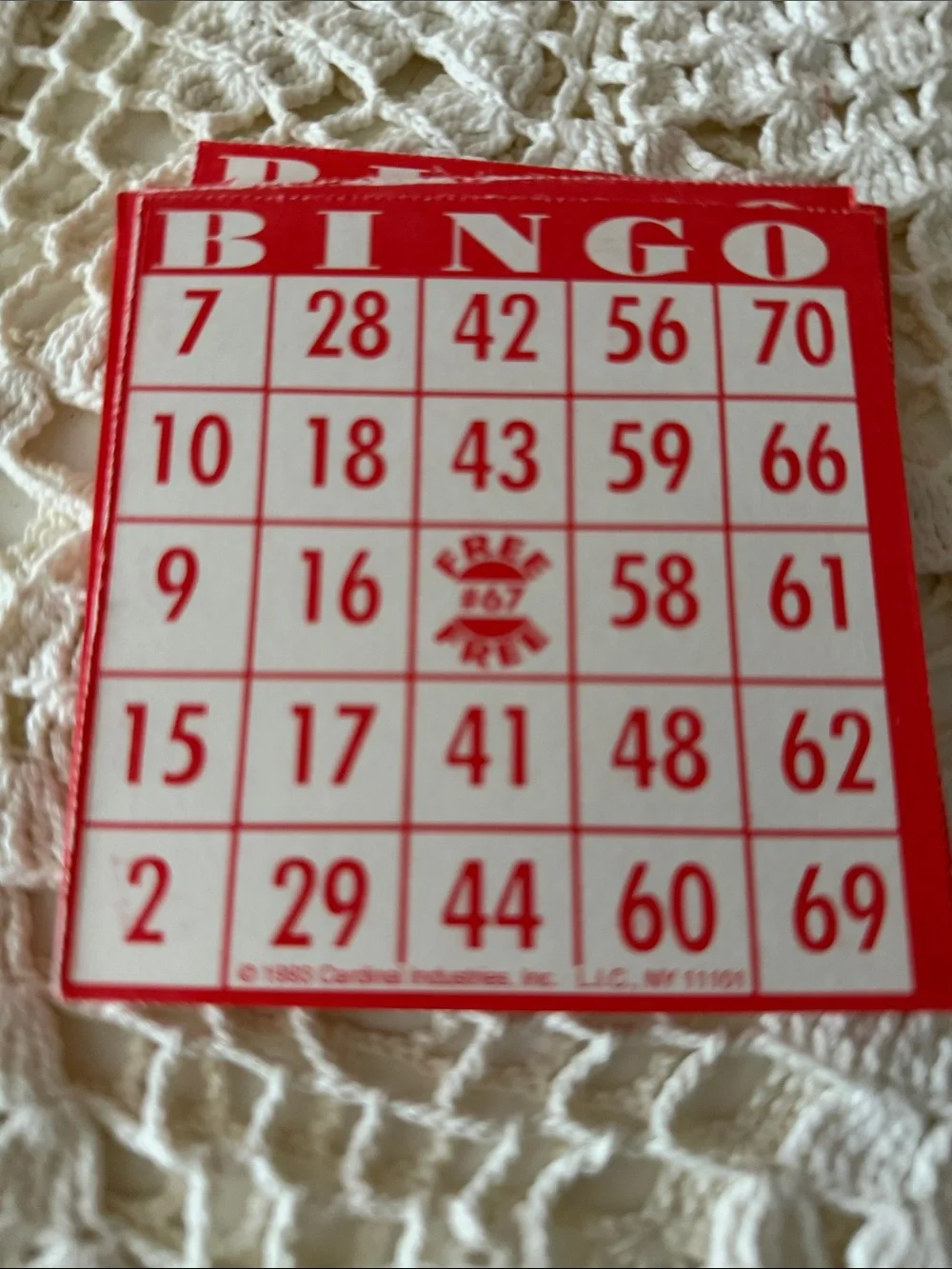 Vintage Bingo Game Cards Set 15 - Red and White